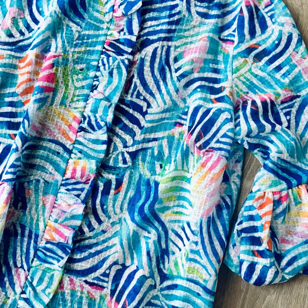 Damee Colorful Patterned Button Down Blouse Medium - image 7